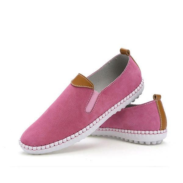 Fritidsskor För Kvinnor Bekväma Utomhusläder Slip On Flats Loafers