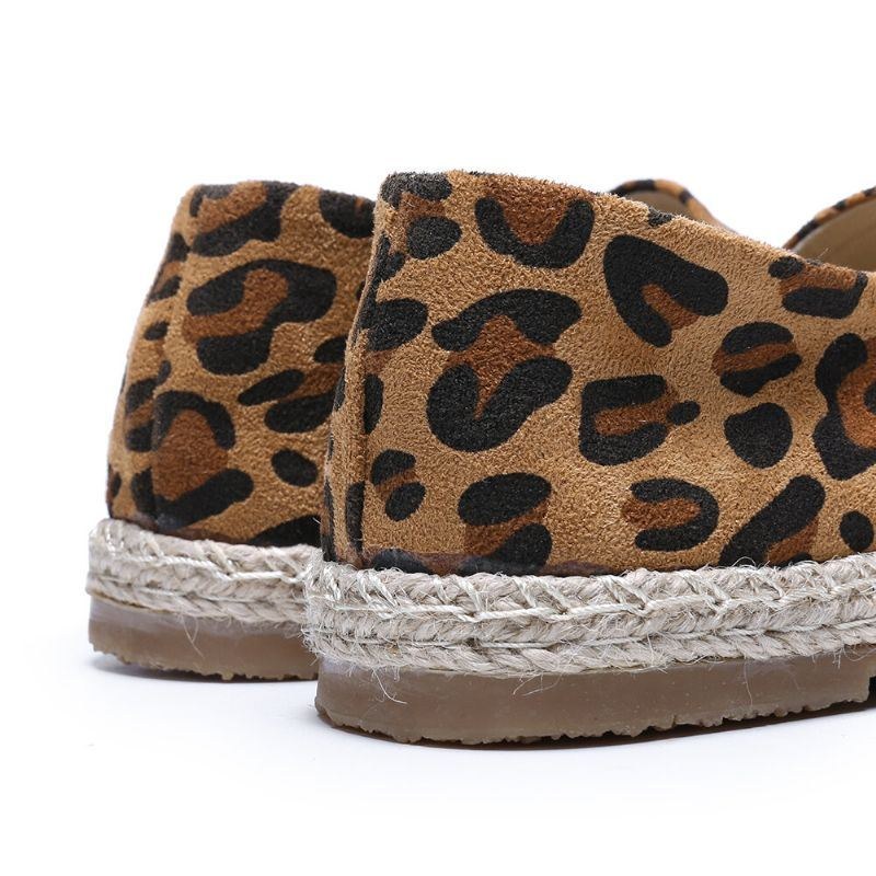 Leopardtryck För Kvinnor Bekvämt Lättviktigt Casual Slip On Espadrille Flats