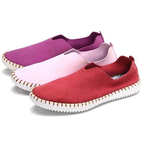 Loafers Casual Dam Platta Skor I Mocka