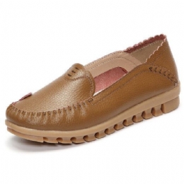 Mjuk Gummisula Rund Tå Ren Färg Slip On Flat Loafers