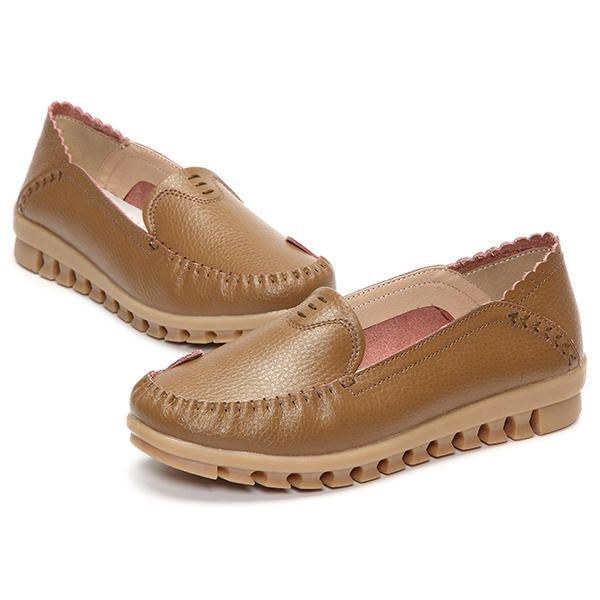 Mjuk Gummisula Rund Tå Ren Färg Slip On Flat Loafers