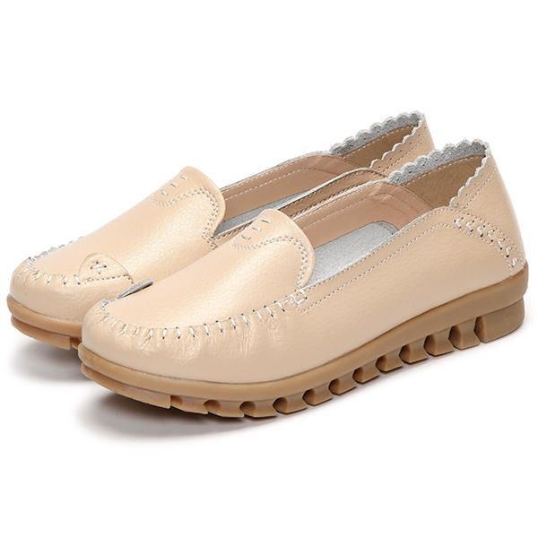 Mjuk Gummisula Rund Tå Ren Färg Slip On Flat Loafers