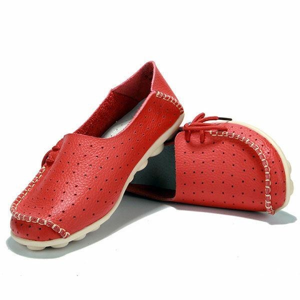 Nya Kvinnor Flats Mjuk Bekväm Snörning Casual Fashion Flat Loafers Skor