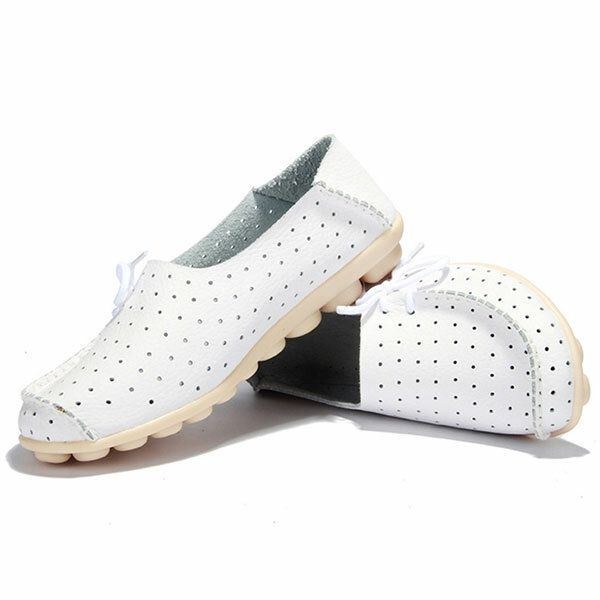 Nya Kvinnor Flats Mjuk Bekväm Snörning Casual Fashion Flat Loafers Skor