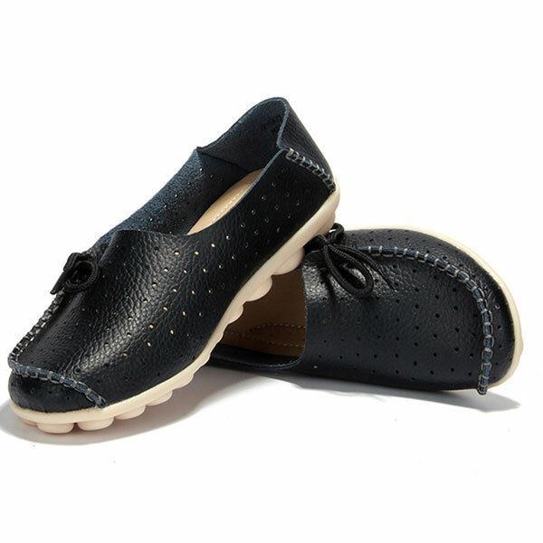 Nya Kvinnor Flats Mjuk Bekväm Snörning Casual Fashion Flat Loafers Skor