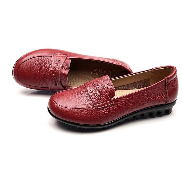 Nya Kvinnor Mjuk Casual Bekväm Flats Loafers Slip-on Mode Rund Toe Flats Skor