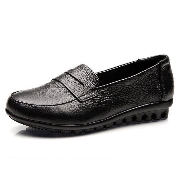 Nya Kvinnor Mjuk Casual Bekväm Flats Loafers Slip-on Mode Rund Toe Flats Skor