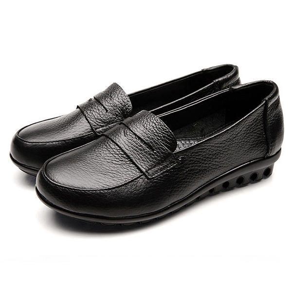 Nya Kvinnor Mjuk Casual Bekväm Flats Loafers Slip-on Mode Rund Toe Flats Skor