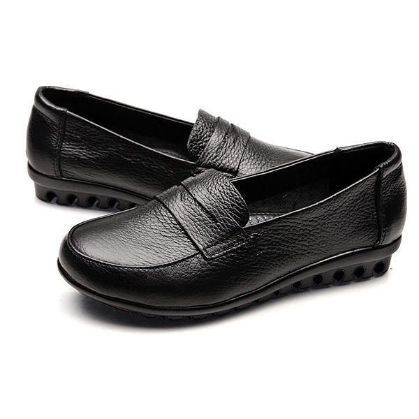 Nya Kvinnor Mjuk Casual Bekväm Flats Loafers Slip-on Mode Rund Toe Flats Skor