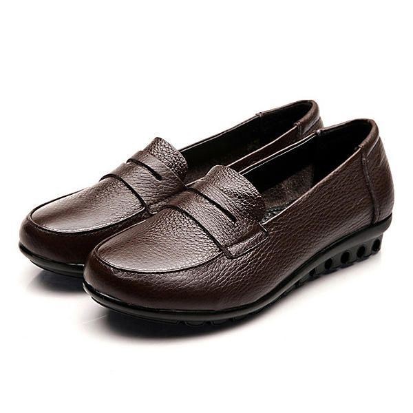 Nya Kvinnor Mjuk Casual Bekväm Flats Loafers Slip-on Mode Rund Toe Flats Skor