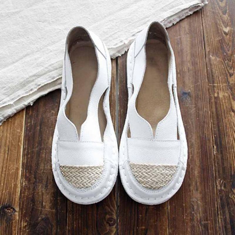 Plus Size Dam Loafers Rund Tå Casual Hålsömmar Slip-on Flats