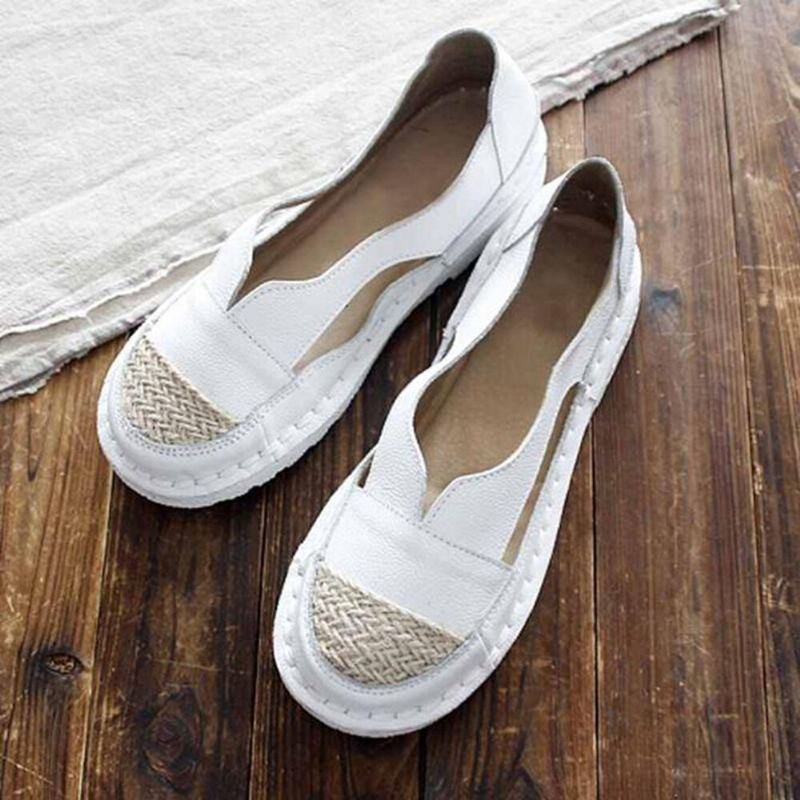 Plus Size Dam Loafers Rund Tå Casual Hålsömmar Slip-on Flats