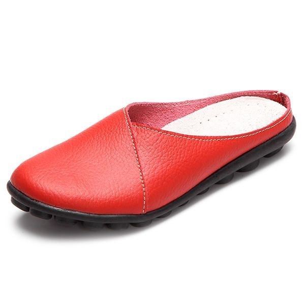 Pure Color Mjuk Sula Damer Casual Rund Toe Slip On Flat Shoes