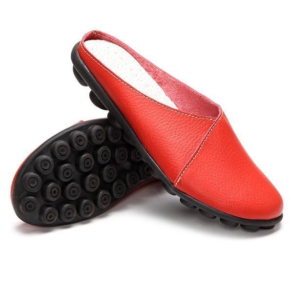 Pure Color Mjuk Sula Damer Casual Rund Toe Slip On Flat Shoes