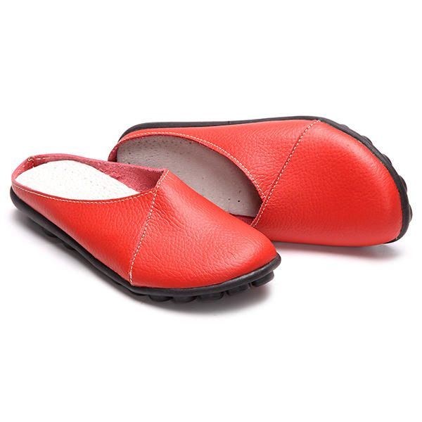 Pure Color Mjuk Sula Damer Casual Rund Toe Slip On Flat Shoes