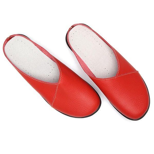 Pure Color Mjuk Sula Damer Casual Rund Toe Slip On Flat Shoes