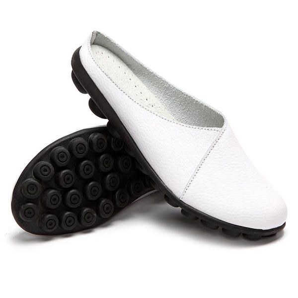 Pure Color Mjuk Sula Damer Casual Rund Toe Slip On Flat Shoes