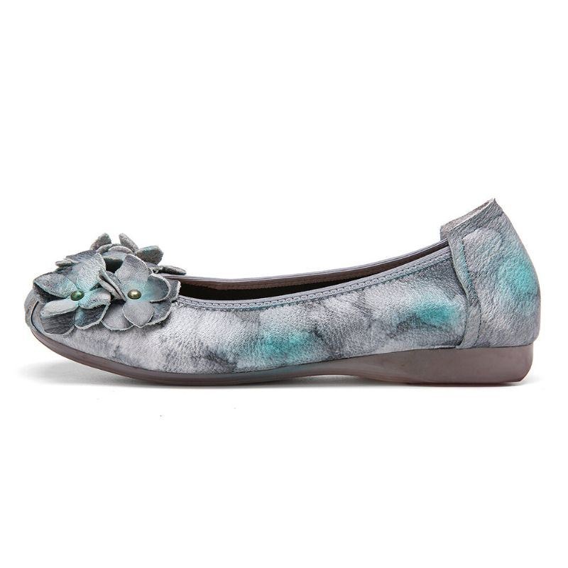 Retro Blomsterdekor För Kvinnor Tie-dyed Mjuk Sula Bekväm Slip On Mjuka Platta Skor