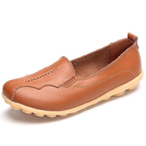 Rund Tå För Kvinnor Mjuk Sula Slip On Flat Loafers