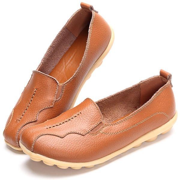 Rund Tå För Kvinnor Mjuk Sula Slip On Flat Loafers