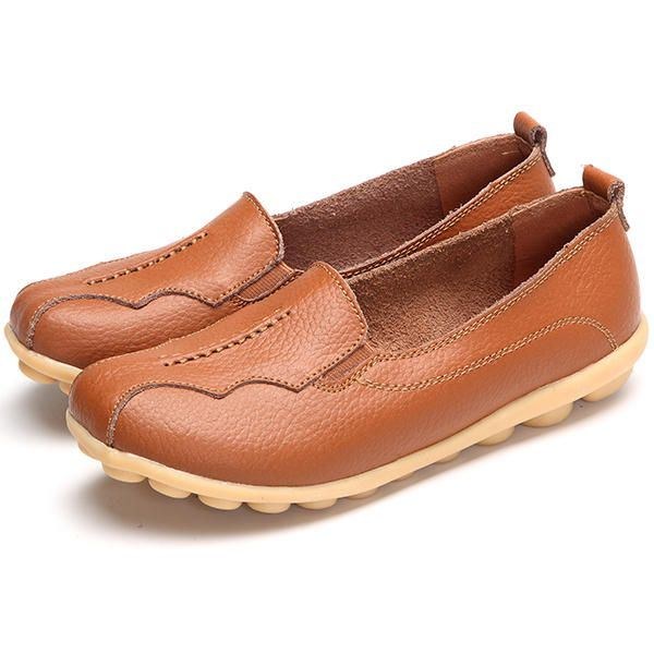 Rund Tå För Kvinnor Mjuk Sula Slip On Flat Loafers