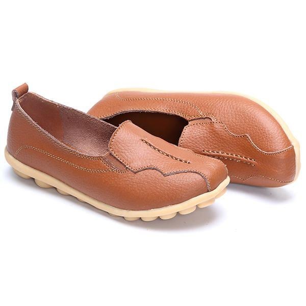 Rund Tå För Kvinnor Mjuk Sula Slip On Flat Loafers