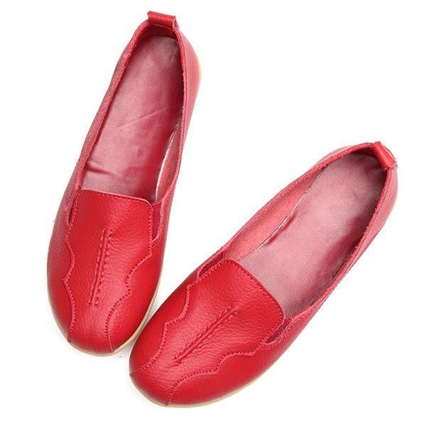 Rund Tå För Kvinnor Mjuk Sula Slip On Flat Loafers