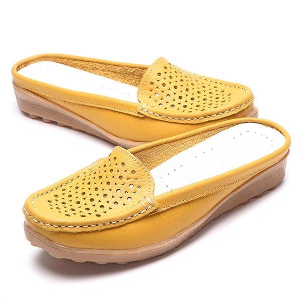 Soft Hollow Out Rund Toe Penny Loafers För Kvinnor