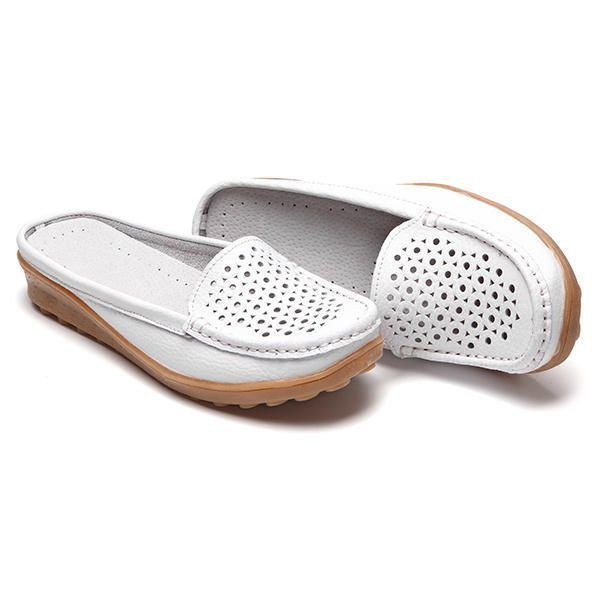 Soft Hollow Out Rund Toe Penny Loafers För Kvinnor