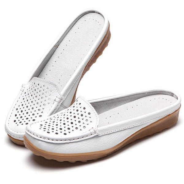 Soft Hollow Out Rund Toe Penny Loafers För Kvinnor