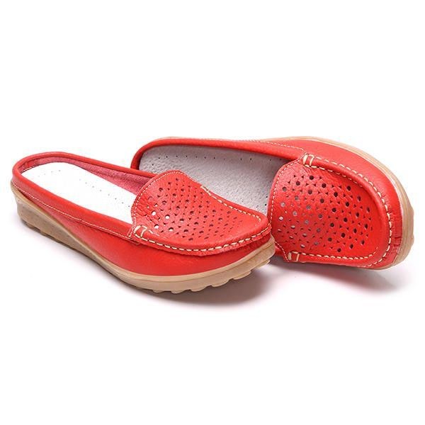 Soft Hollow Out Rund Toe Penny Loafers För Kvinnor