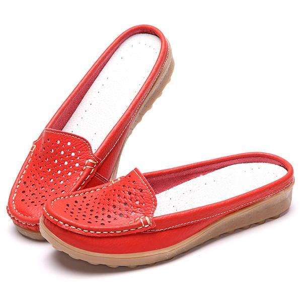 Soft Hollow Out Rund Toe Penny Loafers För Kvinnor