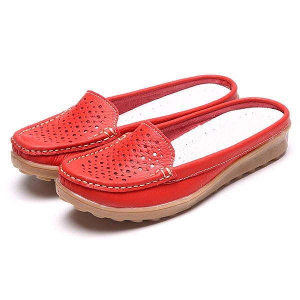 Soft Hollow Out Rund Toe Penny Loafers För Kvinnor