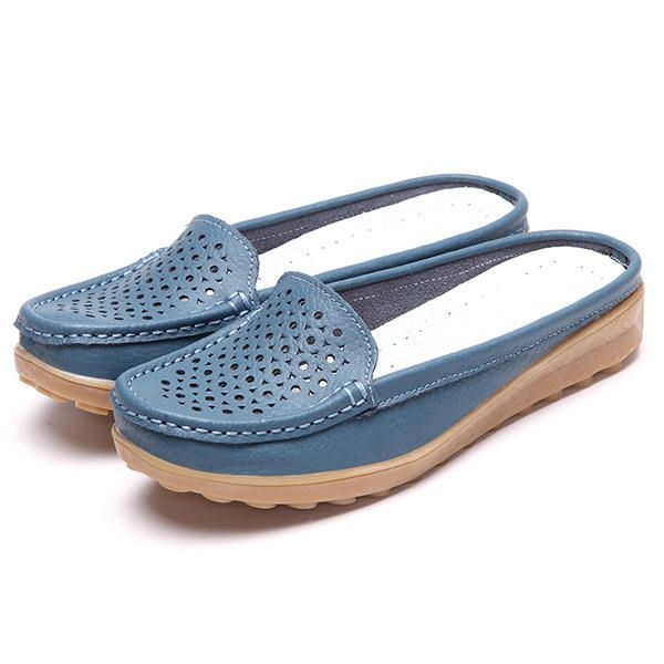 Soft Hollow Out Rund Toe Penny Loafers För Kvinnor