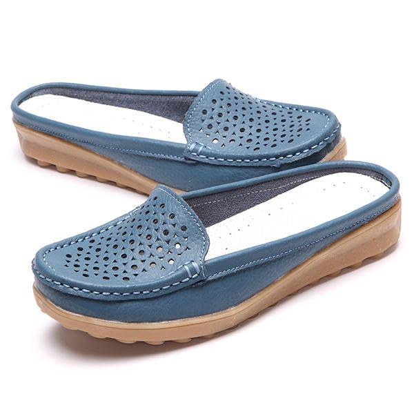 Soft Hollow Out Rund Toe Penny Loafers För Kvinnor