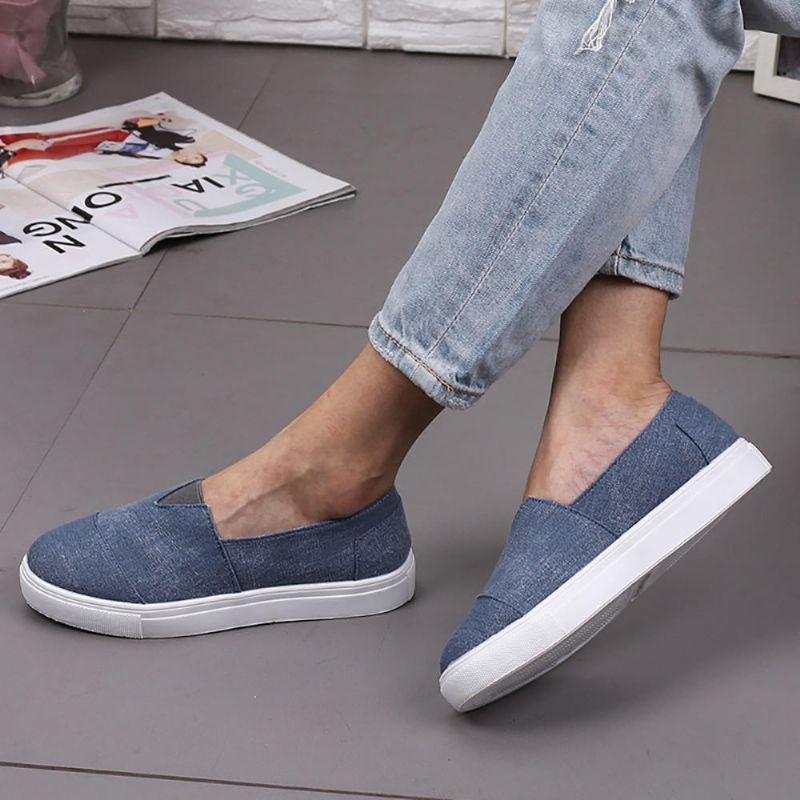 Stor Storlek Dam Casual Enfärgad Slip On Loafers