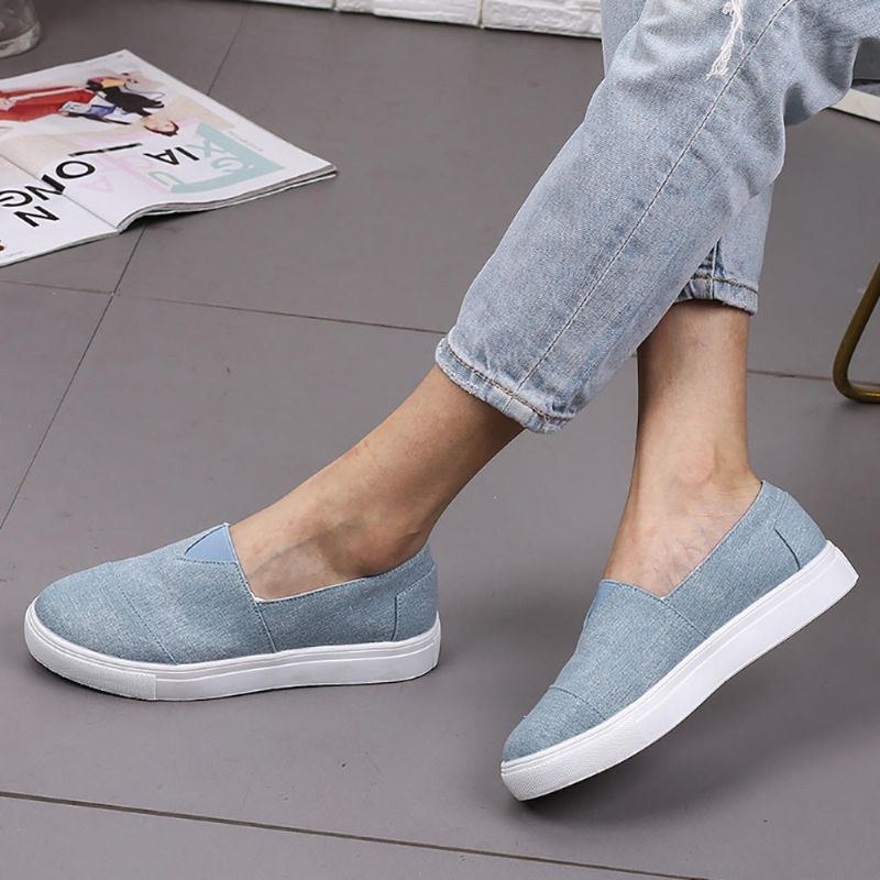 Stor Storlek Dam Casual Enfärgad Slip On Loafers