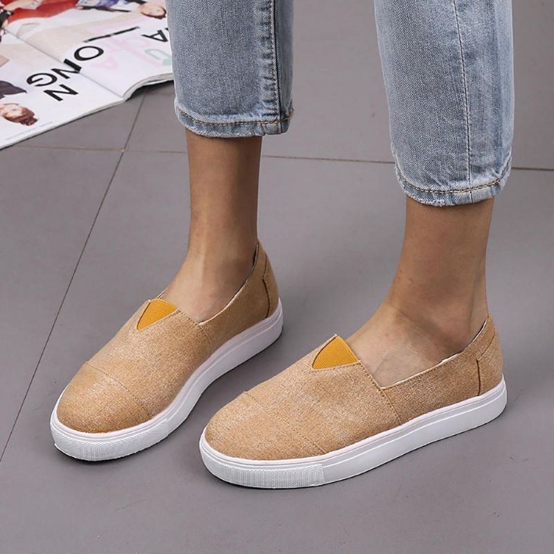 Stor Storlek Dam Casual Enfärgad Slip On Loafers