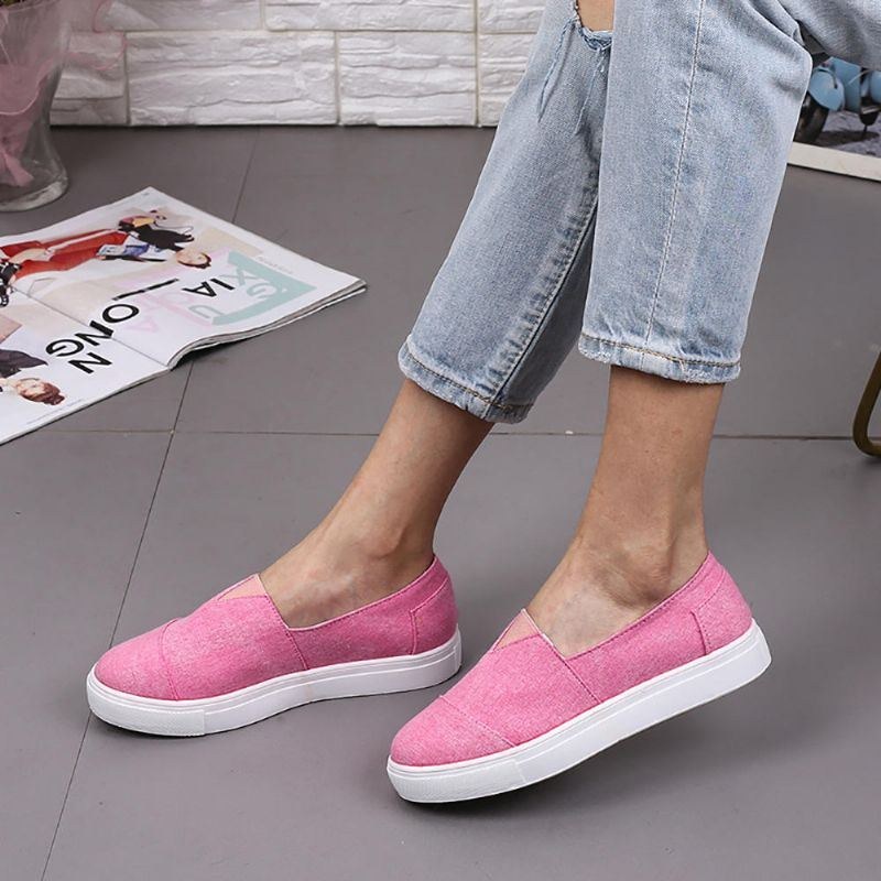 Stor Storlek Dam Casual Enfärgad Slip On Loafers