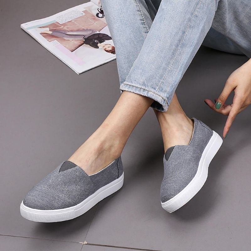 Stor Storlek Dam Casual Enfärgad Slip On Loafers