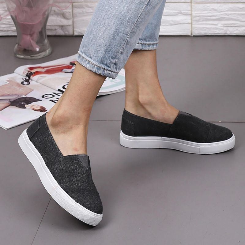 Stor Storlek Dam Casual Enfärgad Slip On Loafers