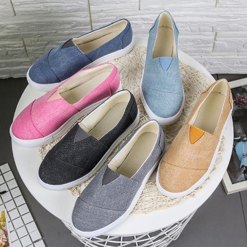 Stor Storlek Dam Casual Enfärgad Slip On Loafers