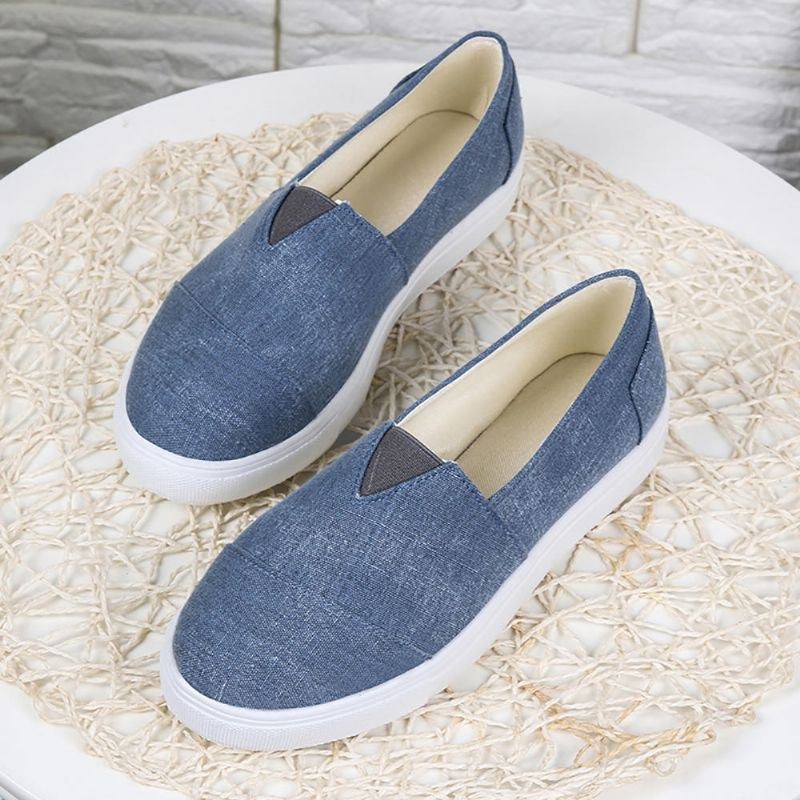 Stor Storlek Dam Casual Enfärgad Slip On Loafers