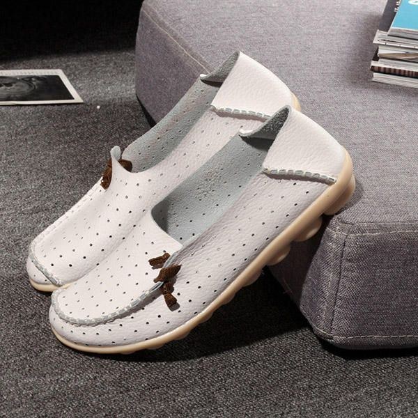 Stor Storlek Dam Casual Flat Shoes Slip On Ballerina Flats Hollow Out Flat Loafers