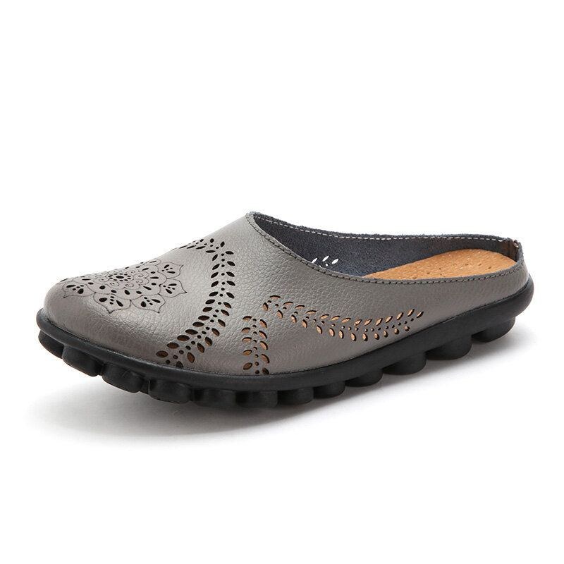 Stor Storlek Hollow Out Ren Färg Mjuk Casual Flats Damskor