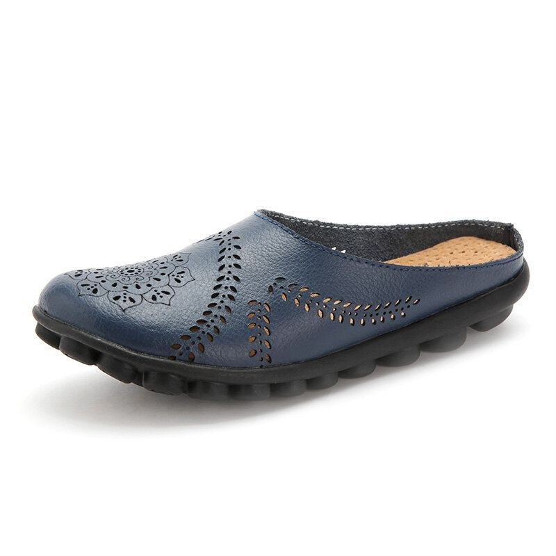 Stor Storlek Hollow Out Ren Färg Mjuk Casual Flats Damskor