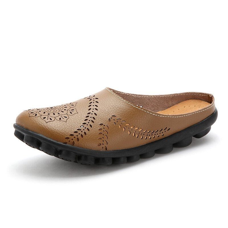 Stor Storlek Hollow Out Ren Färg Mjuk Casual Flats Damskor