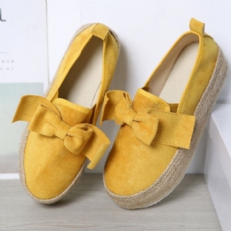 Stor Storlek Kvinnor Casual Butterfly Knot Straw Platform Loafers