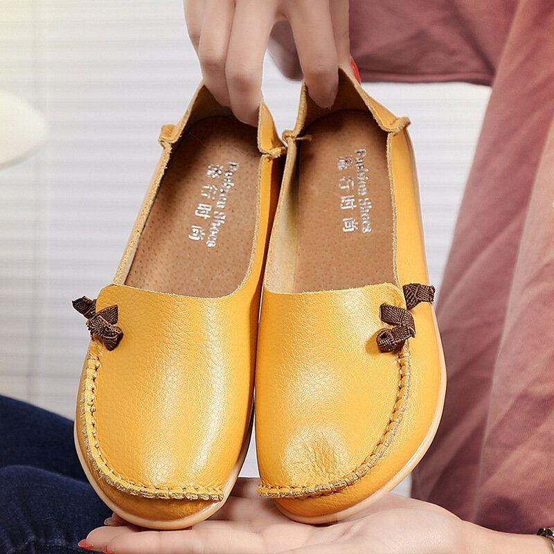 Stor Storlek Mjukt Läder Multi-way Flat Loafers För Kvinnor