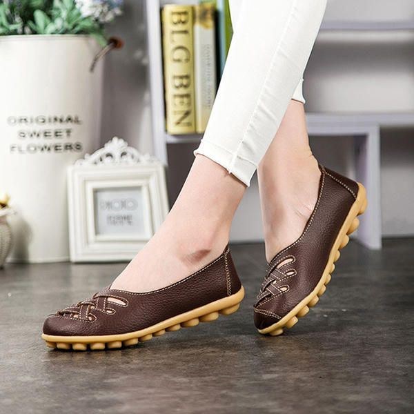 Storlek Dam Färgglad Slip On Hollow Out Rund Toe Flat Loafer